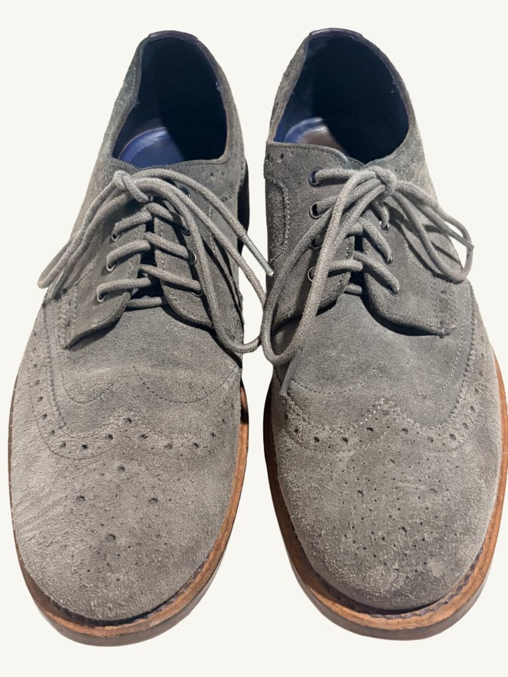 Ted Baker Hontaar Grey Suede Wingtip Brogue Shoes Men’s US 8.5